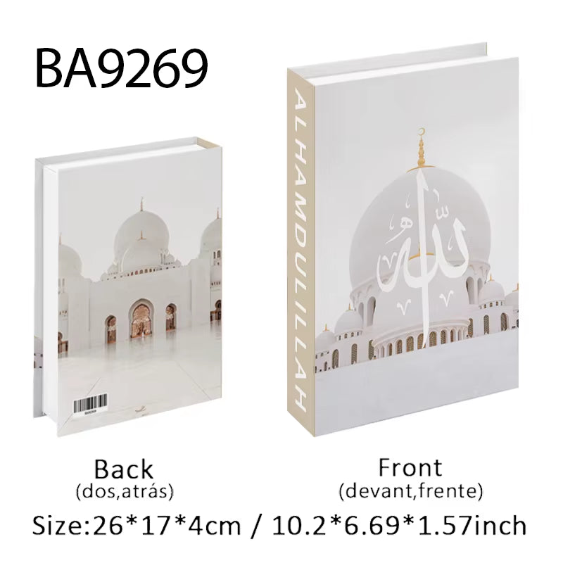 Islamic Luxury Fake Book Decorative Books Storage Box Coffee Table Interior Decoration Kaaba Mosque Muslims Bedroom Home Decor