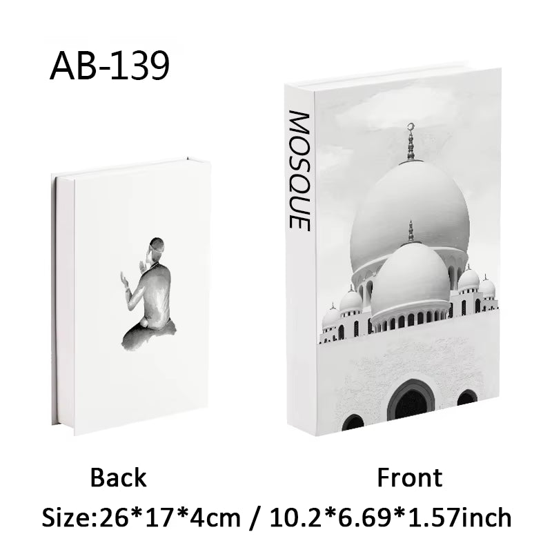 Islamic Luxury Fake Book Decorative Books Storage Box Coffee Table Interior Decoration Kaaba Mosque Muslims Bedroom Home Decor