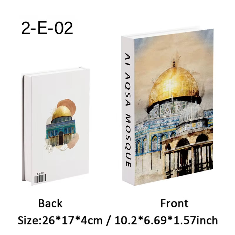 Islamic Luxury Fake Book Decorative Books Storage Box Coffee Table Interior Decoration Kaaba Mosque Muslims Bedroom Home Decor